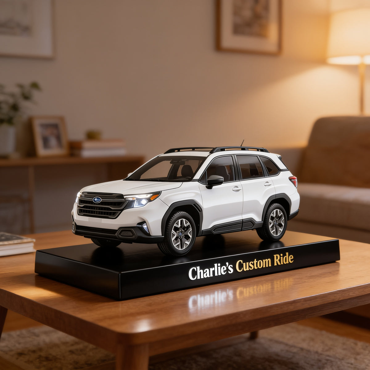 Personalized White Subaru SUV Custom Shaped Acrylic Plaque Car Lover Gift