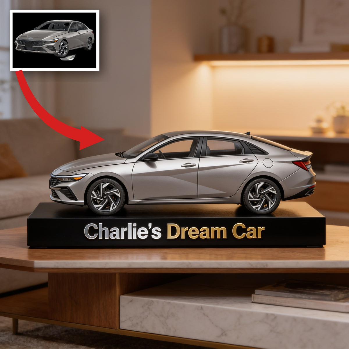 Personalized Silver Hyundai Elantra Sedan Custom Shaped Acrylic Plaque Car Lover Gift