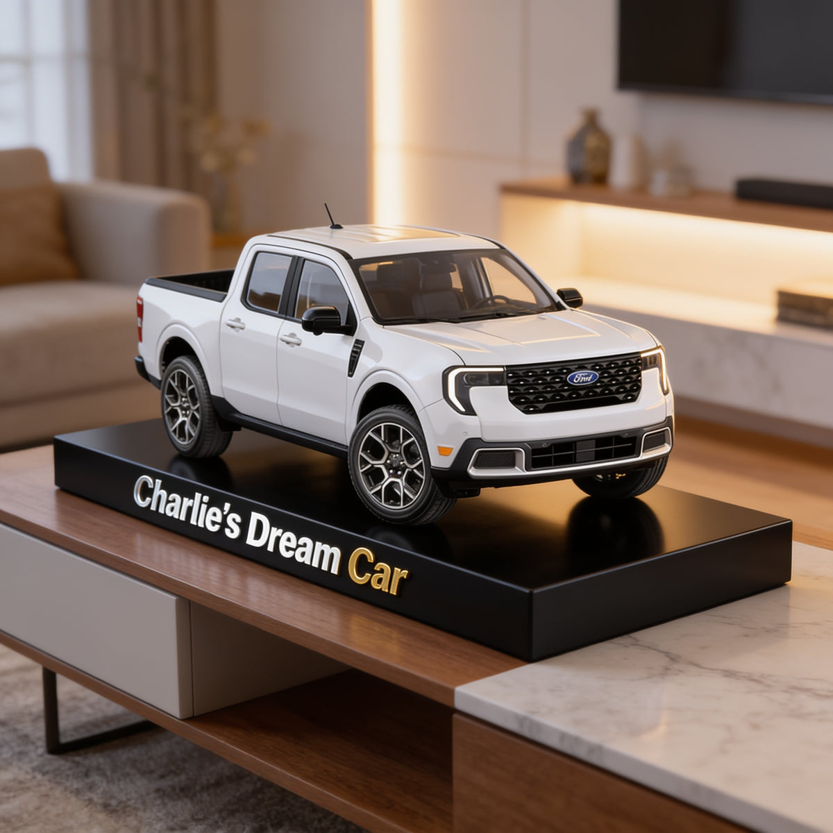 Personalized White Ford Pickup Truck Custom Shaped Acrylic Plaque Car Lover Gift