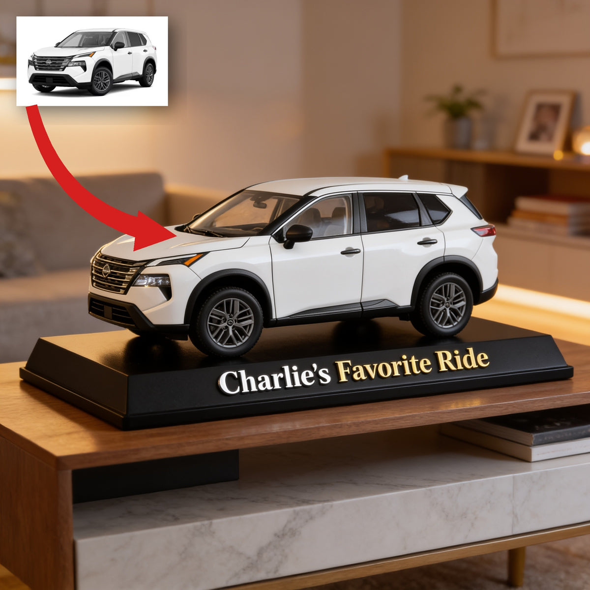 Personalized White Nissan Rogue Compact SUV Custom Shaped Acrylic Plaque Car Lover Gift