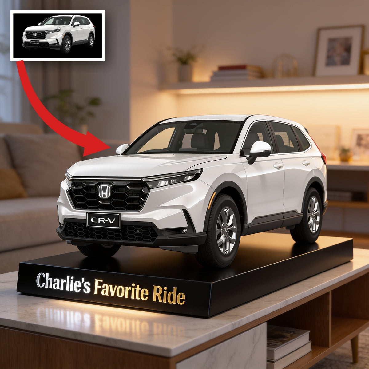 Personalized White Honda CR-V SUV Custom Shaped Acrylic Plaque Car Lover Gift