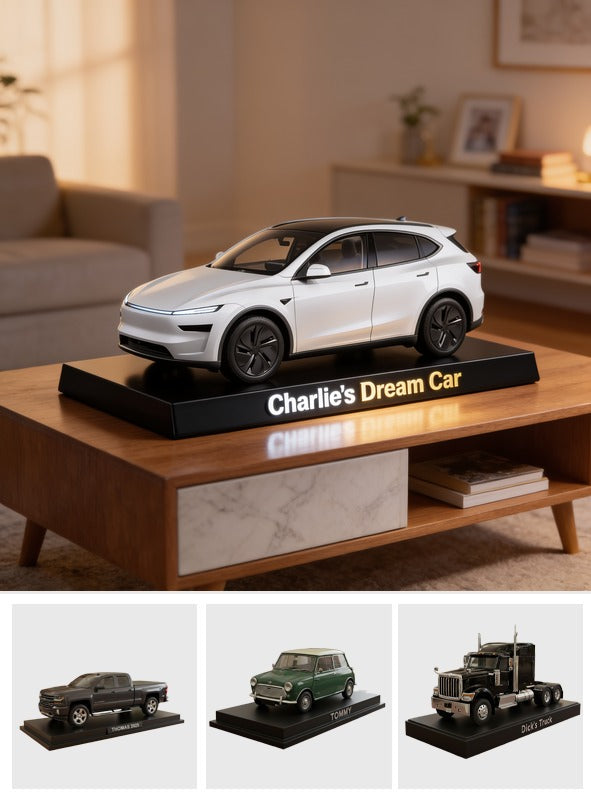 Personalized Modern White Electric Car Custom Shaped Acrylic Plaque Car Lover Gift