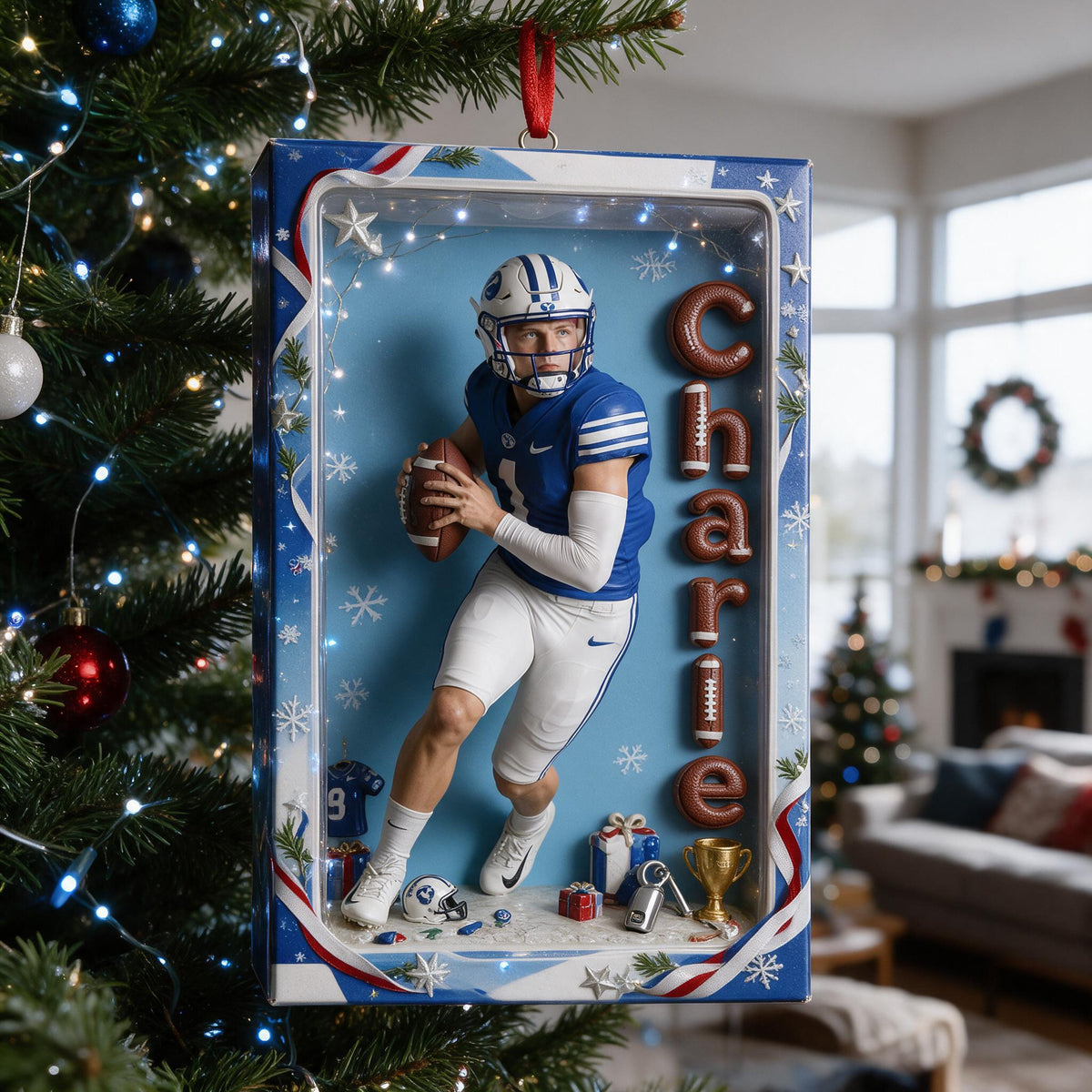 Personalized Christmas American Football Player Ornament Football Latino Fan Gift