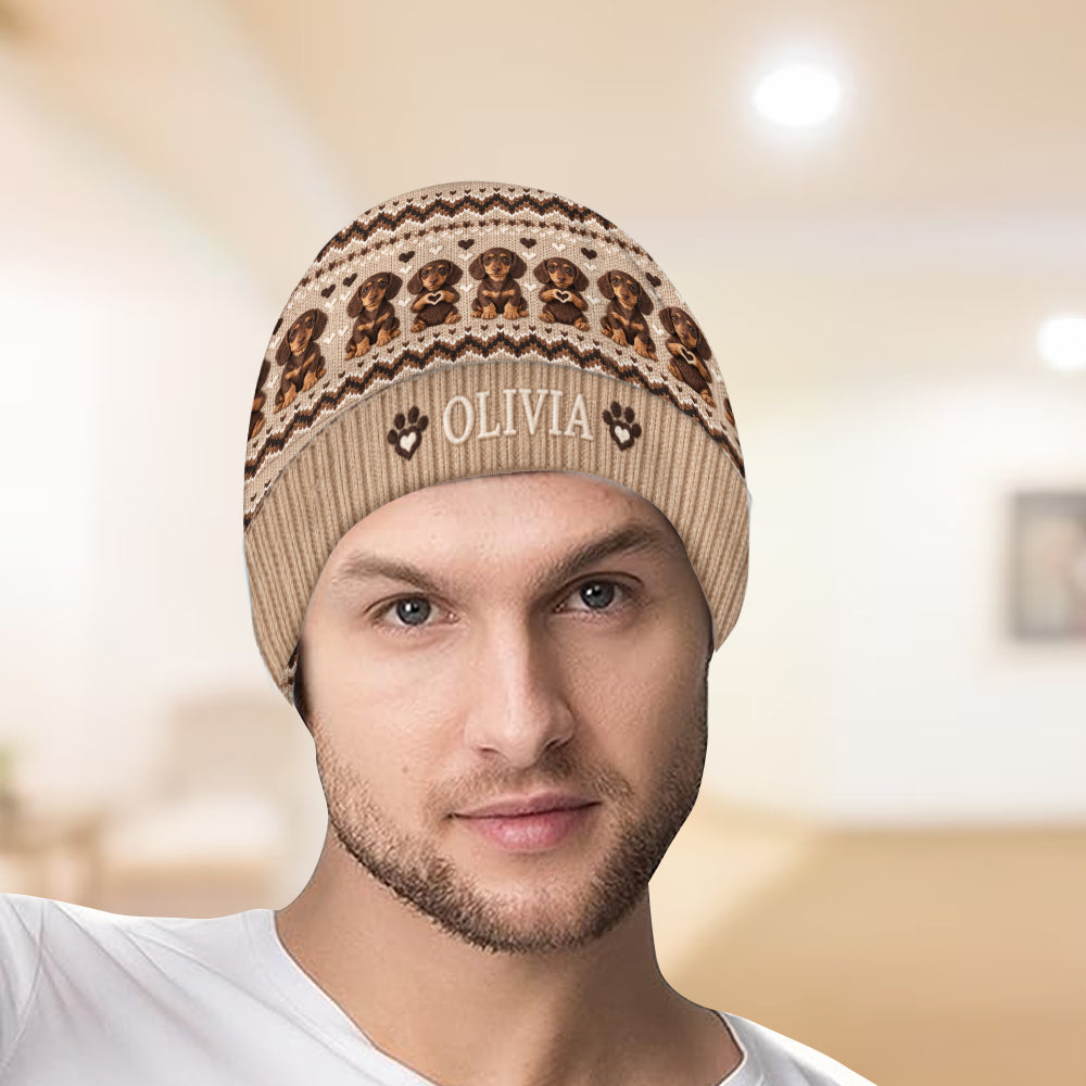 Personalized Black and White Spotted Dalmatian Beanie Hat Dog Lover Gift