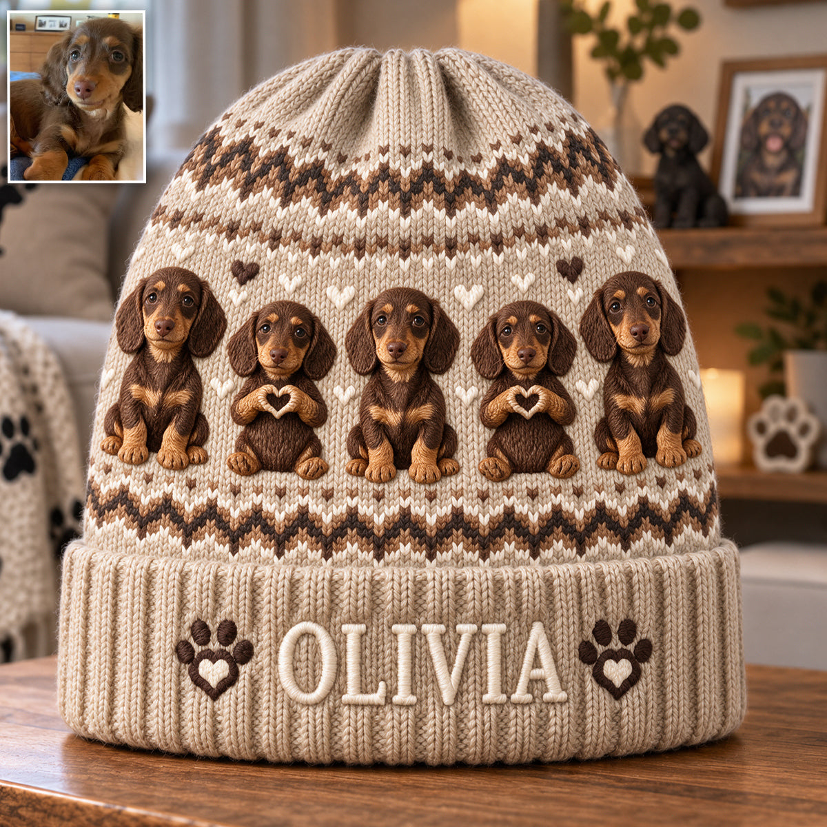 Personalized Black and Tan Yorkshire Terrier Beanie Hat Dog Lover Gift