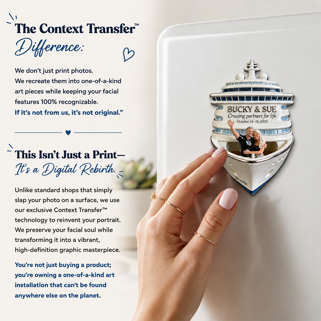 Personalized Middle-Aged Black Couple Cruise Fridge Magnet Travel Keepsake