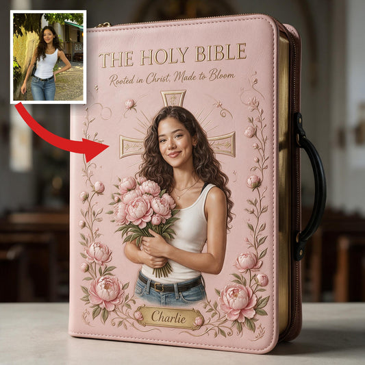 Personalized Latina Woman Christian Leather Bible Cover Bag, Faith Gift For Her