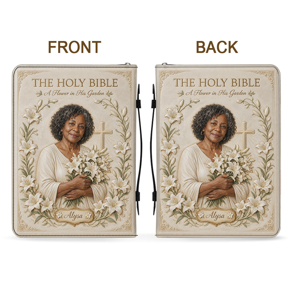 Personalized Middle-Aged Woman Christian Leather Bible Cover Bag, Gift for Mom Grandma Wife