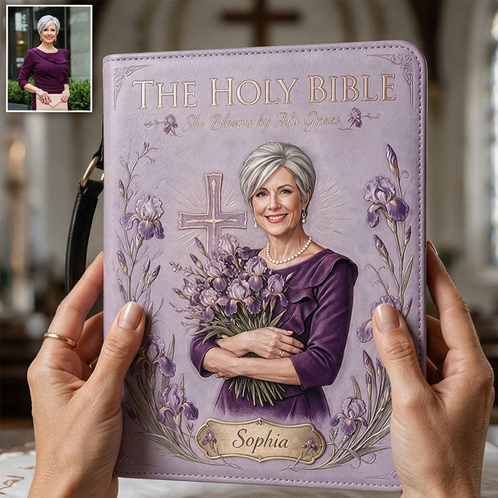 Personalized Latina Woman Christian Leather Bible Cover Bag, Faith Gift For Her