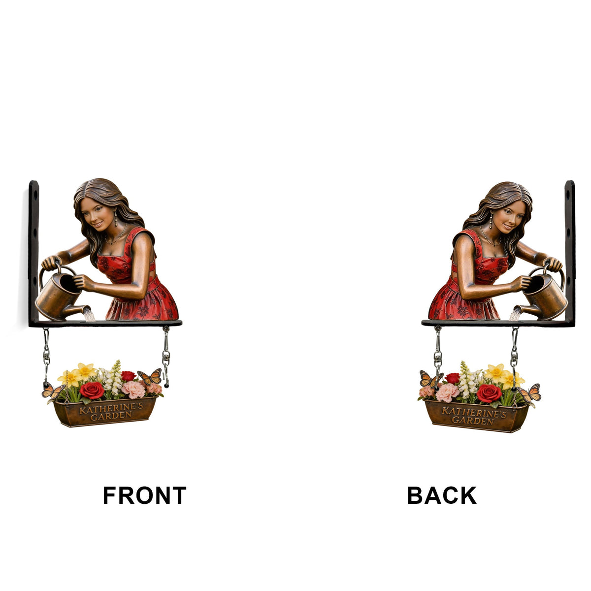 Custom Photo Middle-Aged Woman Gardening Wooden Wall Mount Sign, Home Garden Decor Gift