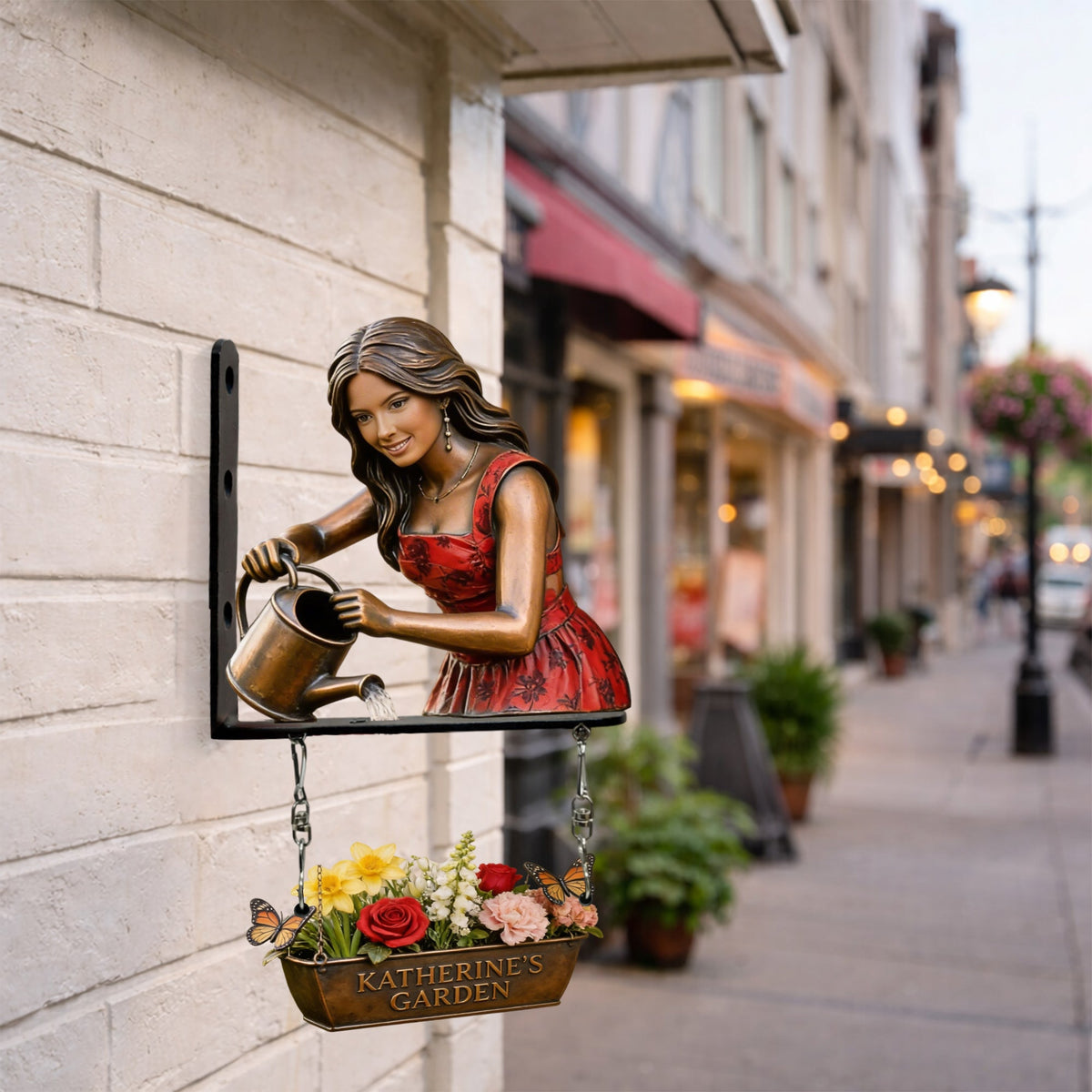 Custom Photo Gardening Woman Wooden Garden Wall Mount Sign Home Decor