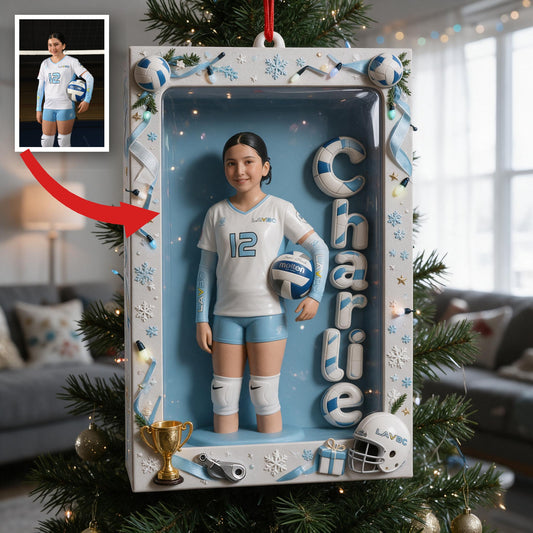Personalized Christmas Latina Female Youth Volleyball Player Keepsake Ornament