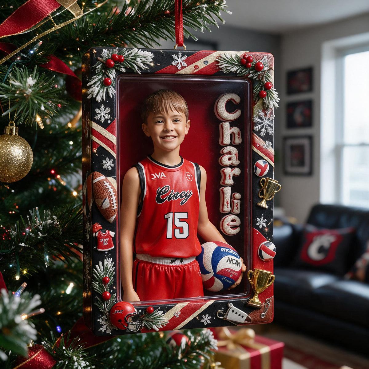 Personalized Christmas Male Youth Volleyball Player Ornament Sports Gift