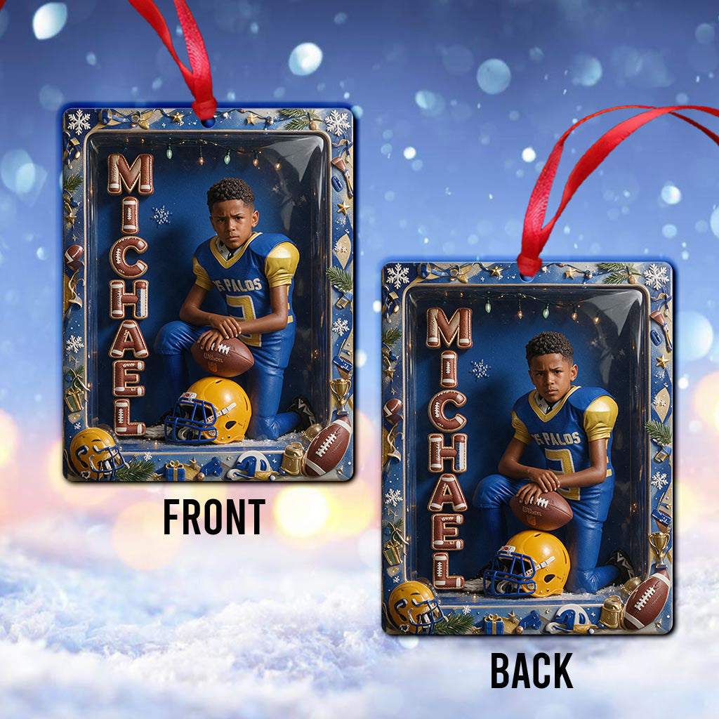 Personalized Black Female Youth Volleyball Player Christmas Ornament