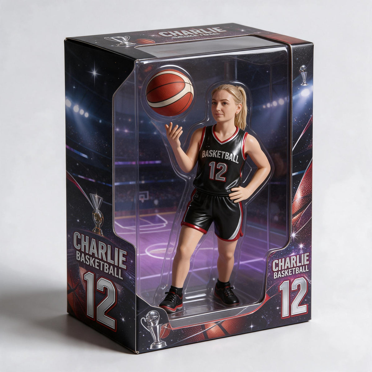 Personalized Adult Blonde Woman Basketball Player 3D Acrylic Display Case Sports Gift