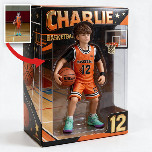 Personalized Latino Male Youth Basketball Player Acrylic Display Box Sports Keepsake