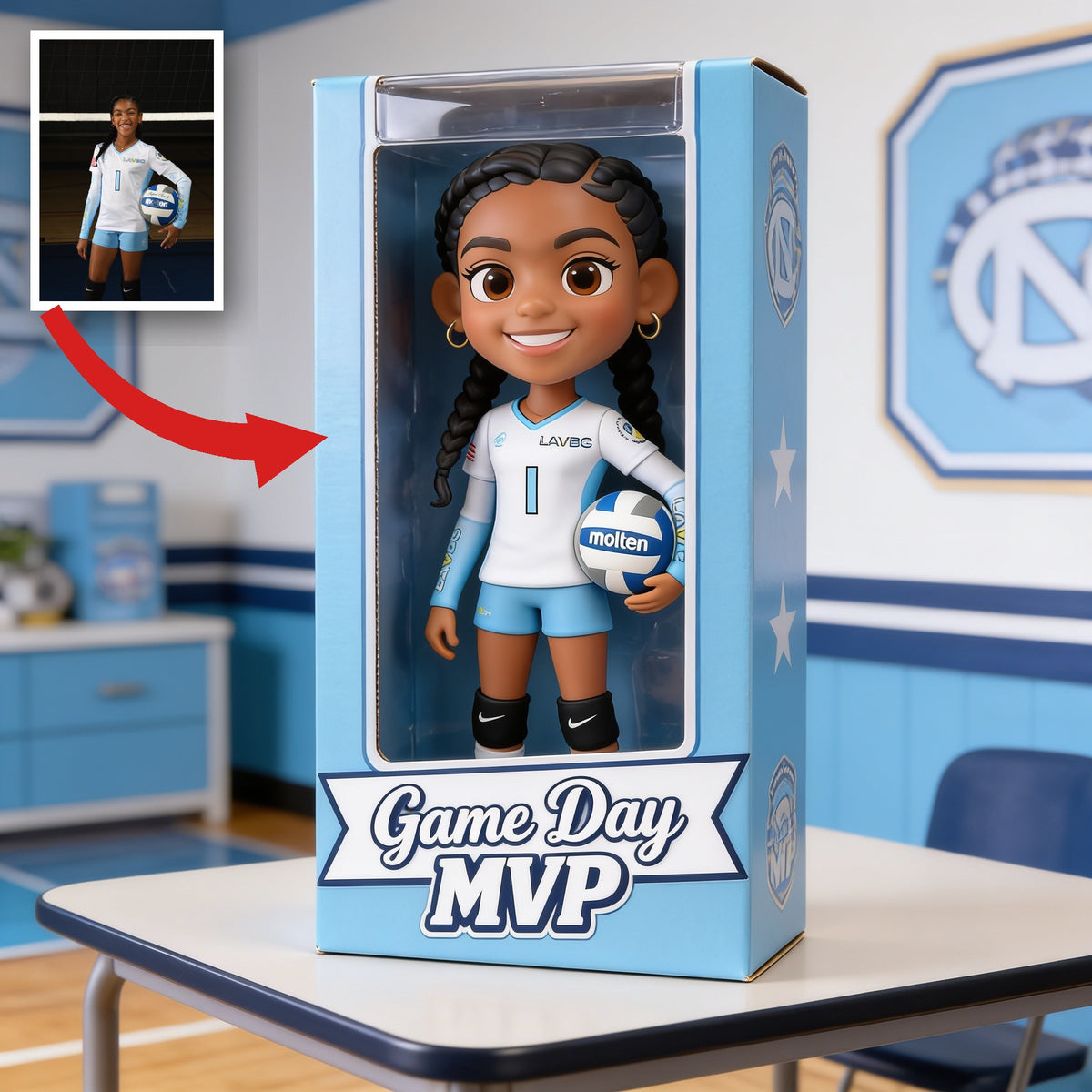 Personalized Black Female Youth Volleyball Player Custom Shaped Acrylic Plaque Sports Gift