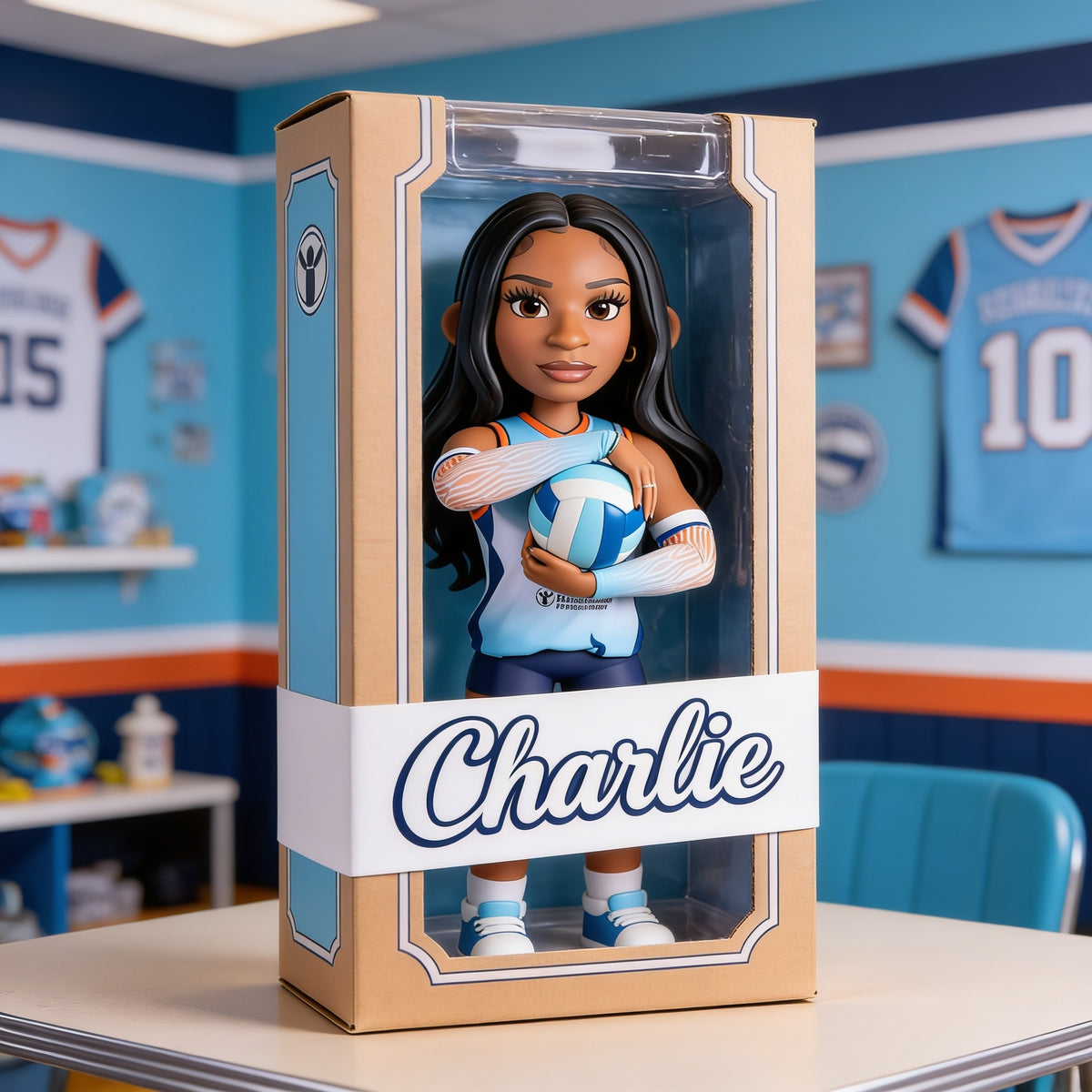 Personalized Black Woman Volleyball Player Custom Shaped Acrylic Plaque Volleyball Gift