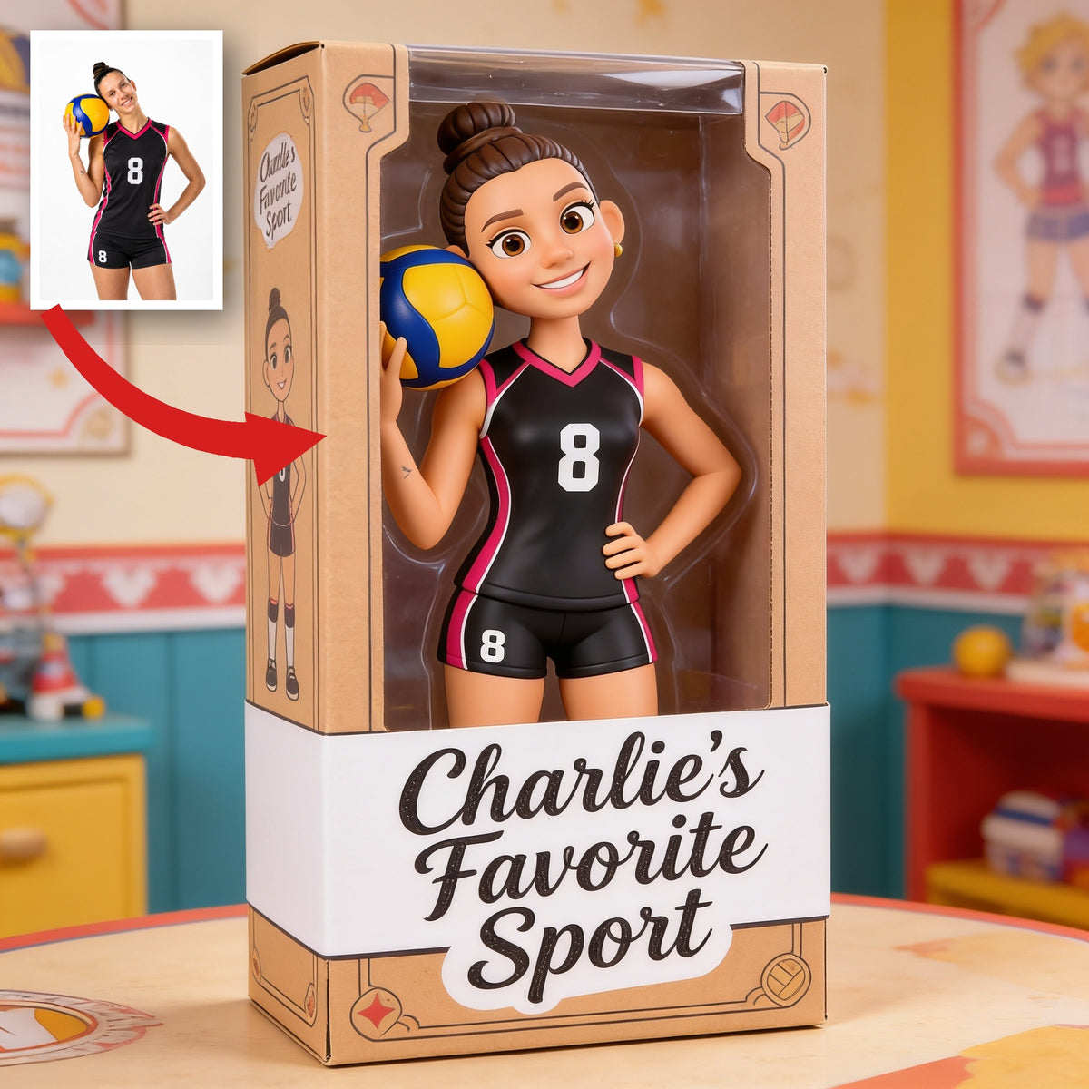 Personalized Latina Woman Volleyball Player Custom Shaped Acrylic Plaque Volleyball Fan Gift