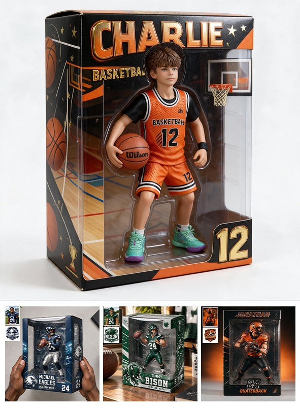 Personalized Latino Male Youth Basketball Player Acrylic Display Box Sports Keepsake