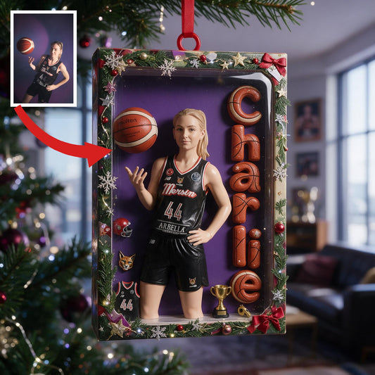 Personalized Christmas Woman Basketball Player Ornament - Basketball Fan Gift