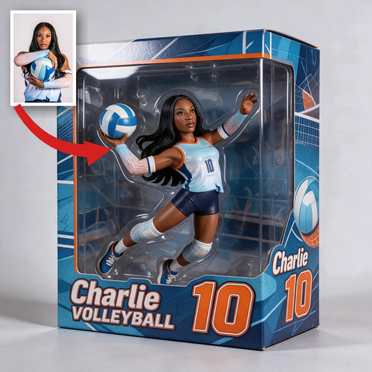 Personalized Black Woman Volleyball Player 3D Acrylic Display Case Sports Keepsake