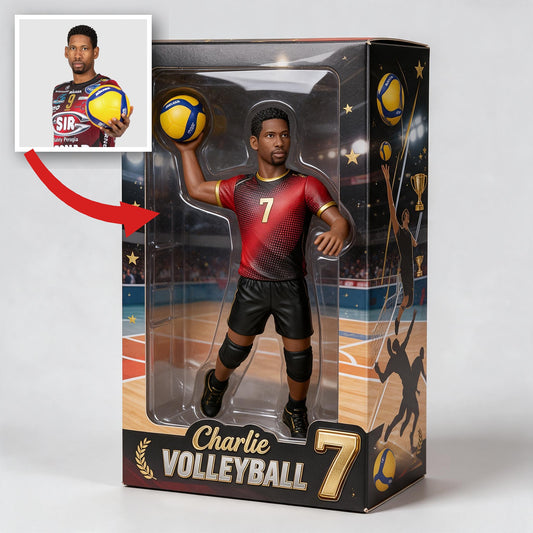 Personalized Black Man Volleyball Player 3D Acrylic Display Case Keepsake