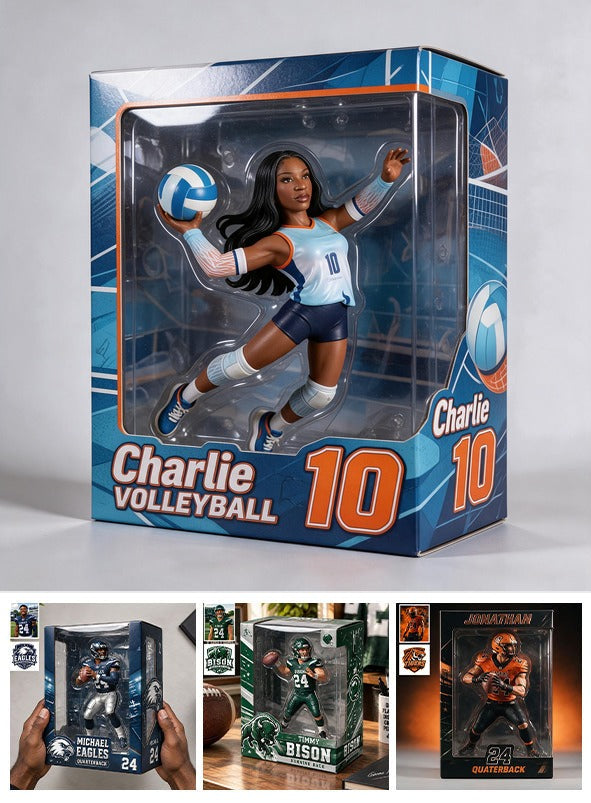 Personalized Black Woman Volleyball Player 3D Acrylic Display Case Sports Keepsake