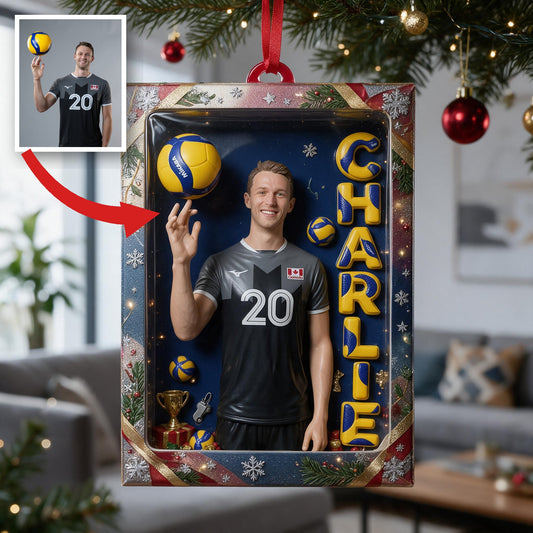 Personalized Christmas Latino Man Volleyball Player Acrylic Ornament Gift