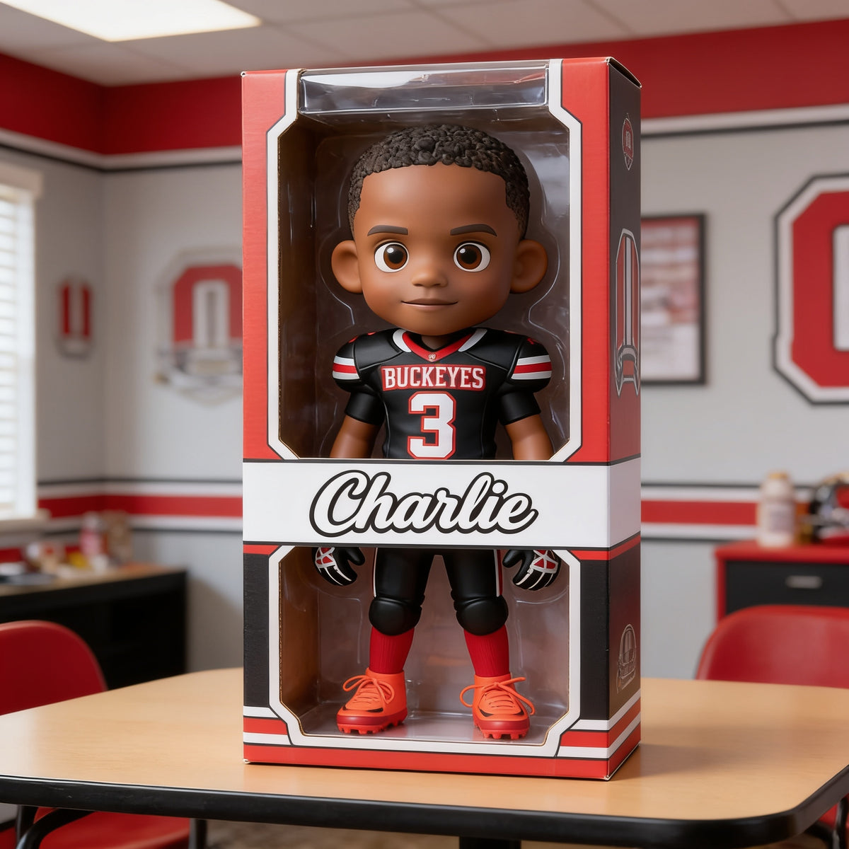 Personalized Black Youth American Football Player Custom Shaped Acrylic Plaque