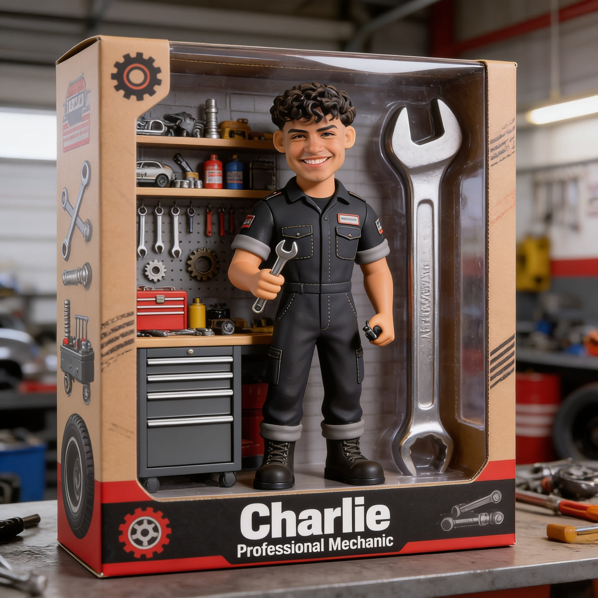Personalized Latino Man Mechanic Custom Shaped Acrylic Plaque Garage Gift
