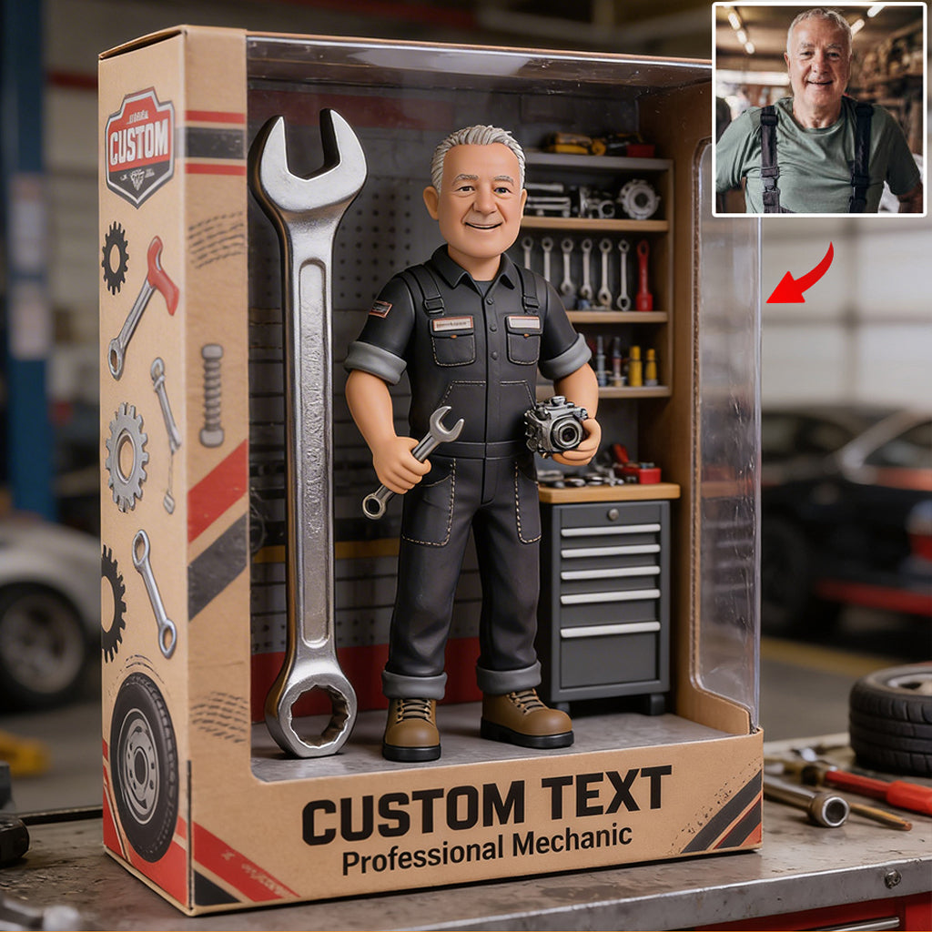 Personalized Middle-Aged Black Man Mechanic Custom Shaped Acrylic Plaque Garage Decor Gift