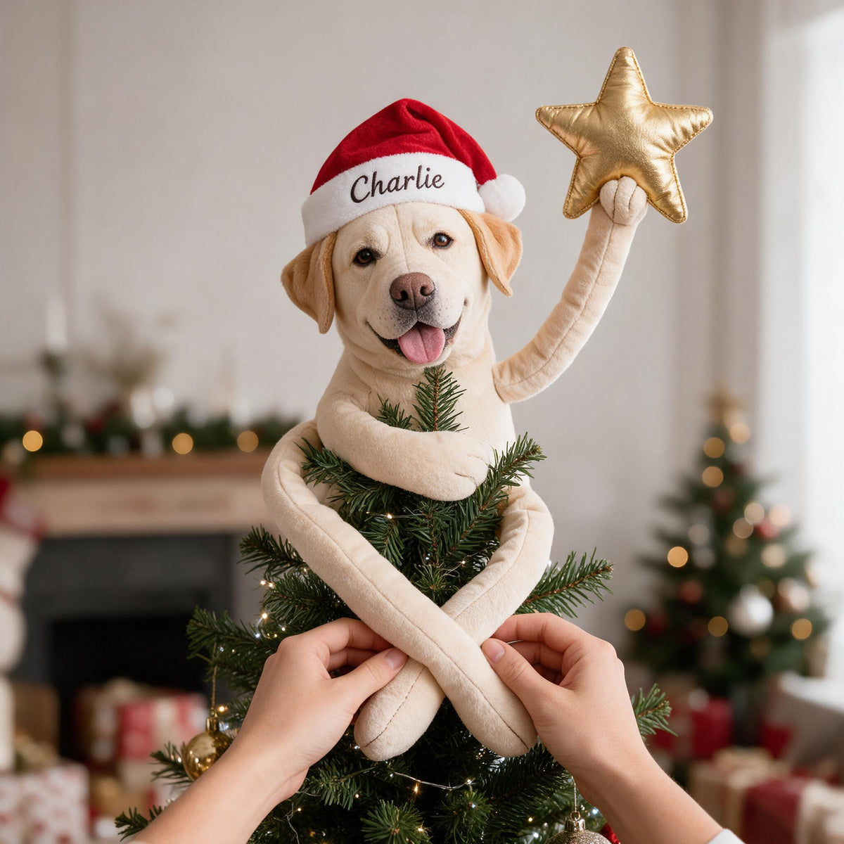 Personalized Christmas Yellow Labrador Retriever Posable Plush Doll