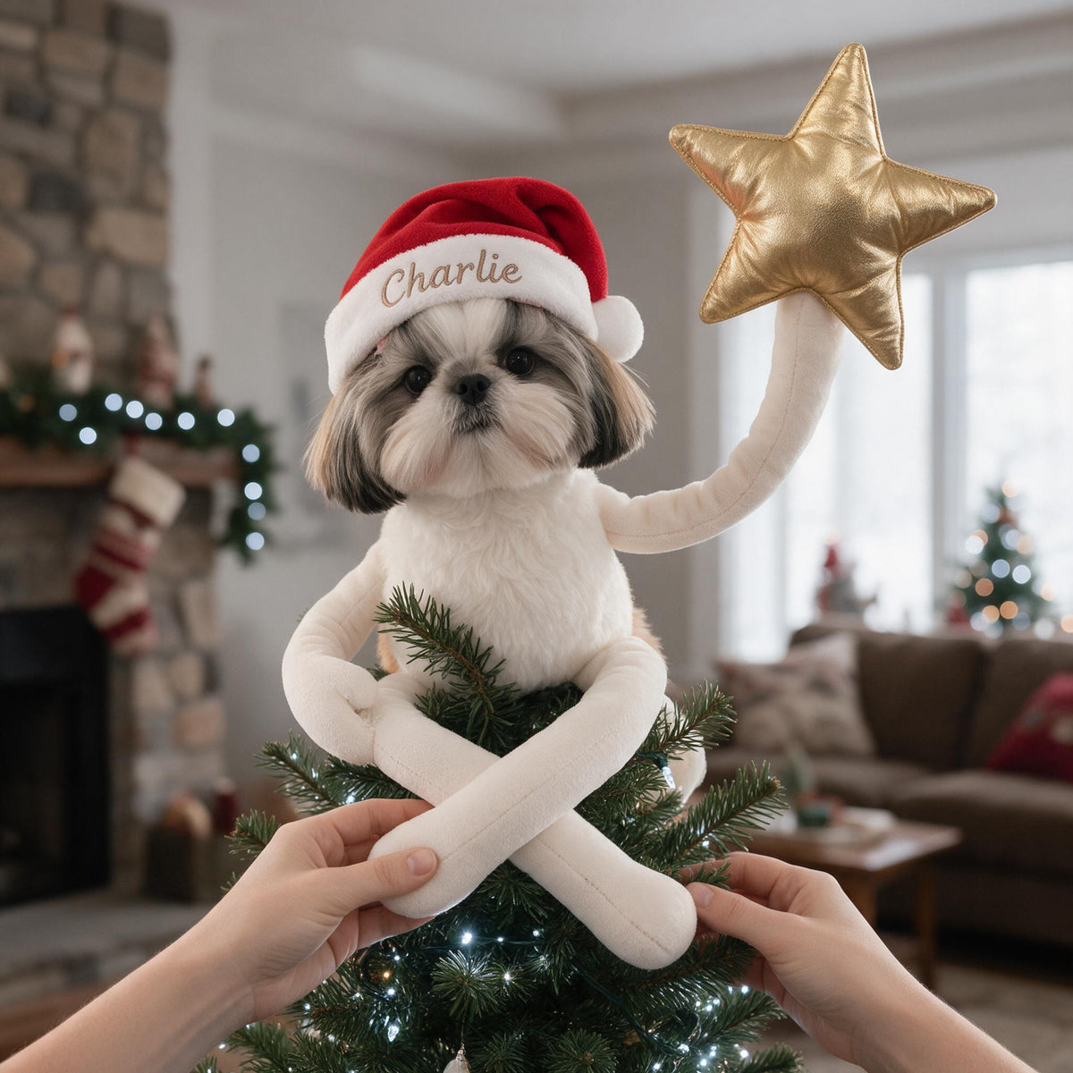 Personalized Christmas Shih Tzu Posable Plush Doll Pet Keepsake Gift