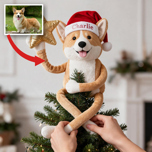 Personalized Christmas Tan & White Pembroke Welsh Corgi Posable Plush Doll
