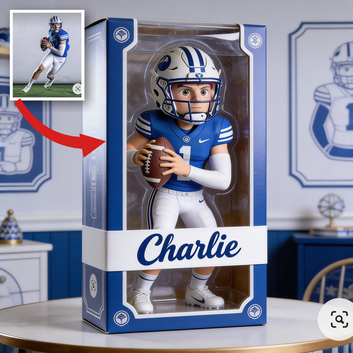 Personalized Adult Latino American Football Player Custom Shaped Acrylic Plaque Fan Gift