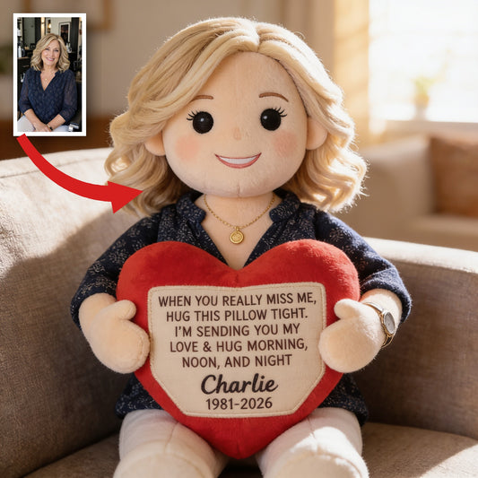 Personalized Memorial Middle-Aged Woman Faux Fur Pillow Bereavement Gift