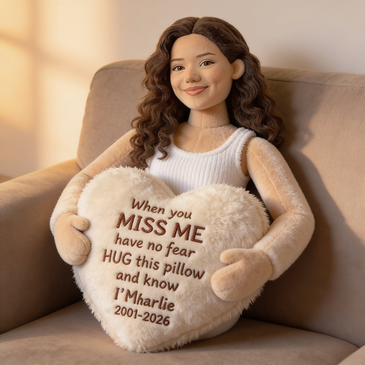 Personalized Latina Woman Memorial Faux Fur Shaped Pillow