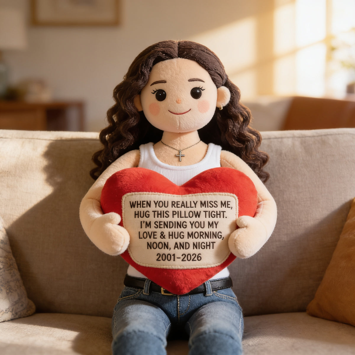 Personalized Memorial Latina Woman Faux Fur Shaped Pillow Bereavement Gift