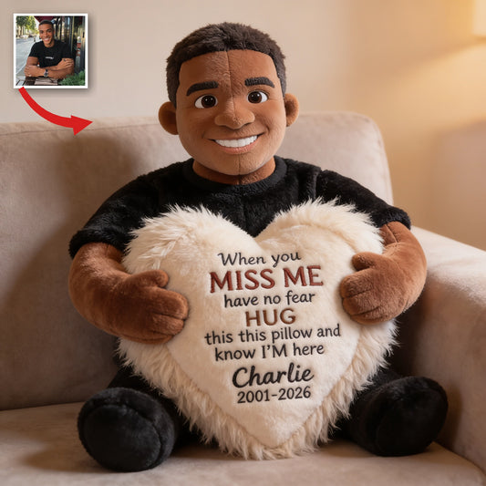 Personalized Black Man Memorial Faux Fur Shaped Pillow Remembrance Gift