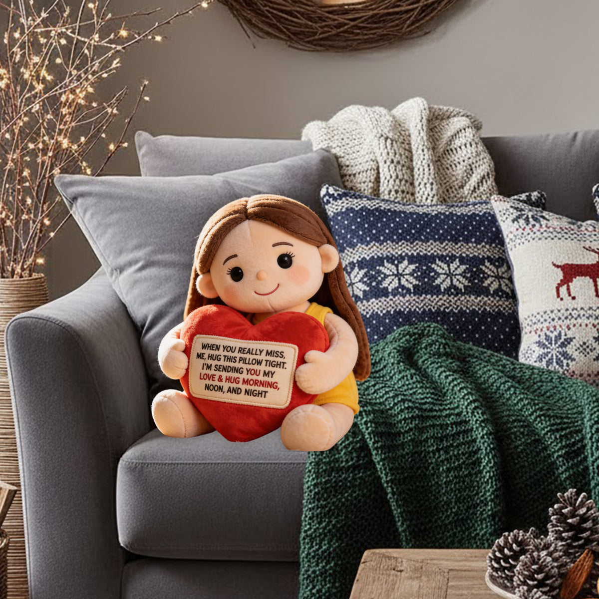 Personalized Memorial Black Little Boy Faux Fur Shaped Pillow Sympathy Keepsake