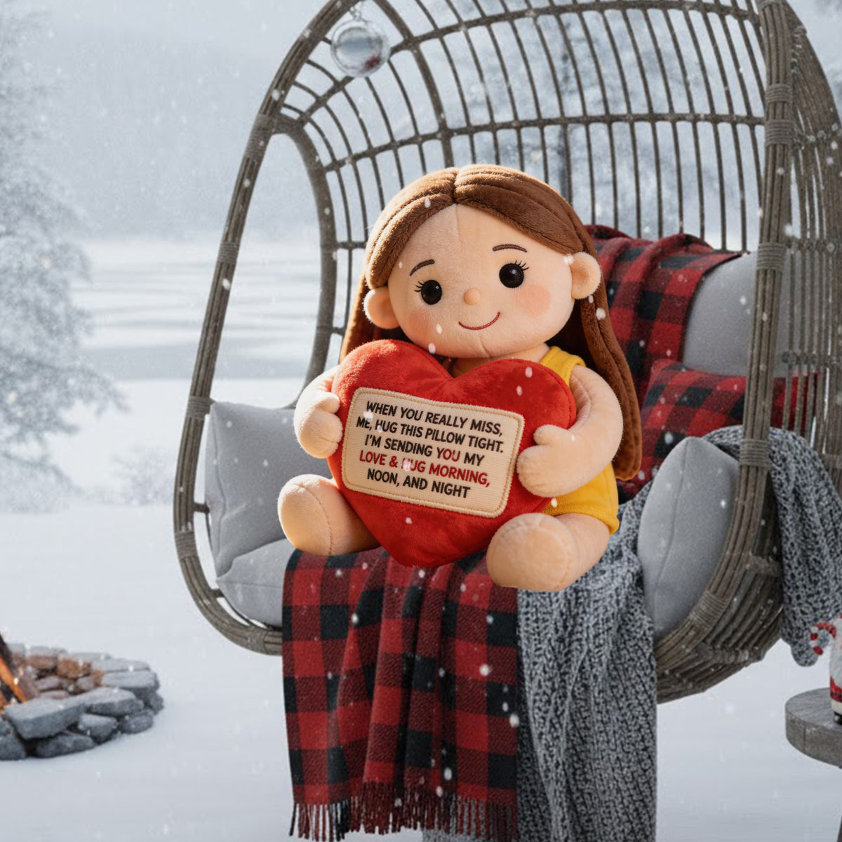 Personalized Little Girl Memorial Faux Fur Shaped Pillow Bereavement Gift
