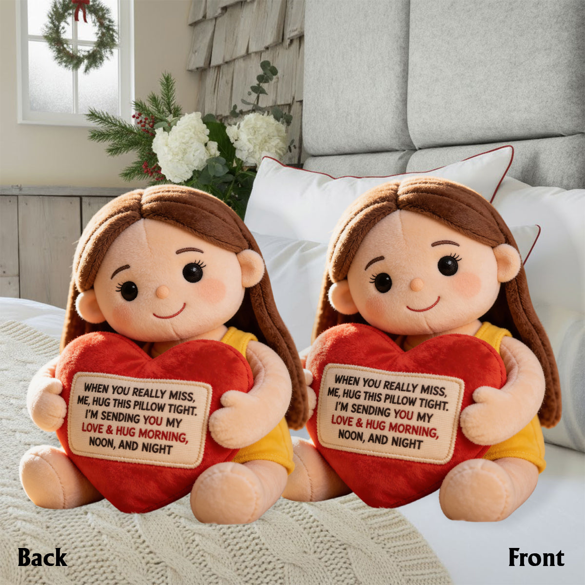 Personalized Memorial Man Faux Fur Shaped Pillow Bereavement Keepsake Gift