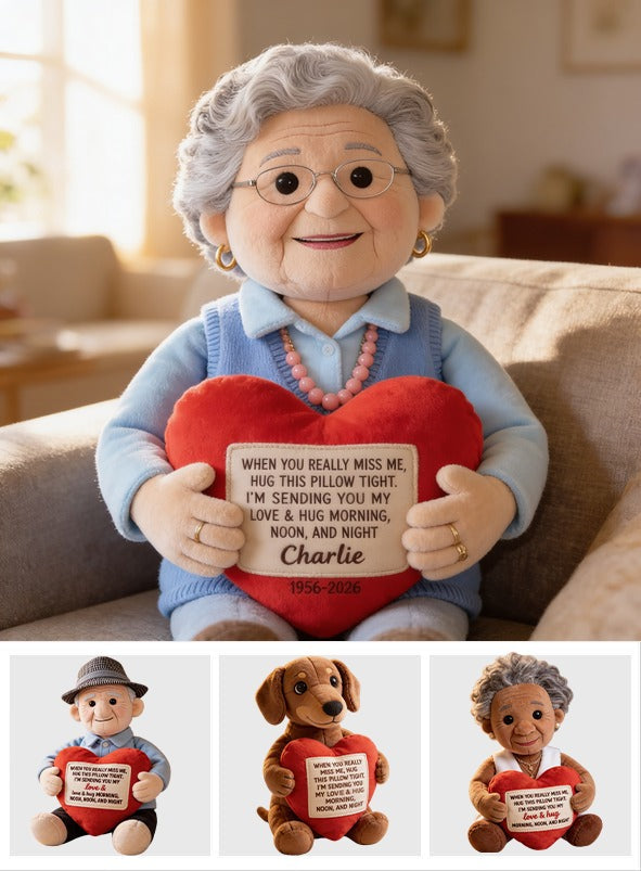 Personalized Older Latina Woman Grandma Memorial Faux Fur Shaped Pillow