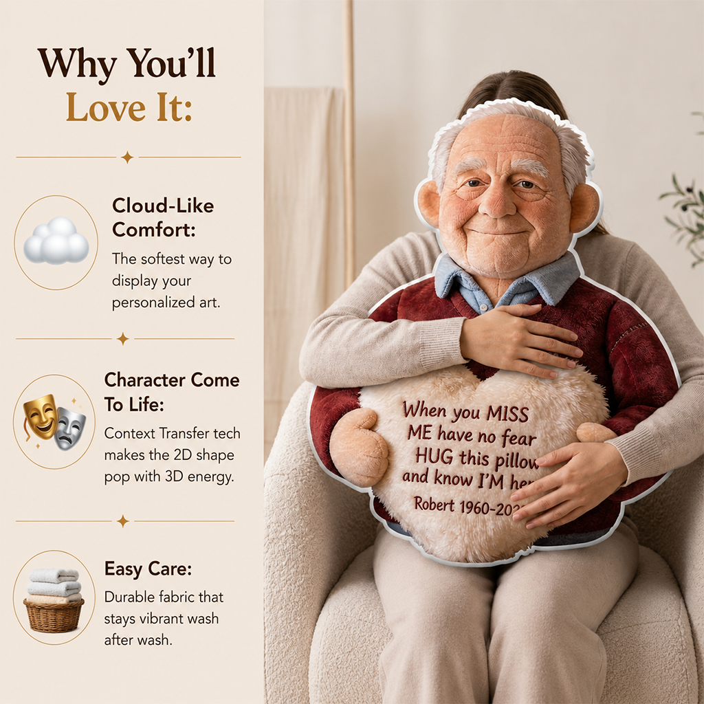 Personalized Older Black Man Grandpa Memorial Faux Fur Shaped Pillow