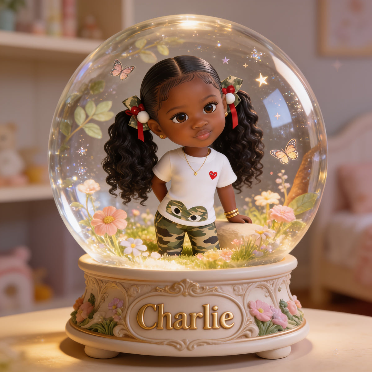 Personalized Black Little Girl Custom Shaped Acrylic Plaque, Gift for Daughter Granddaughter Niece