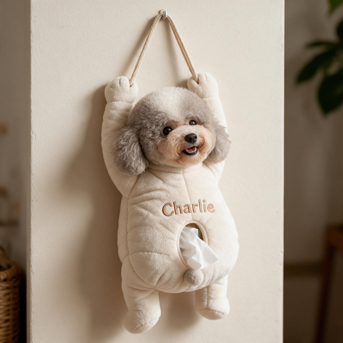 Personalized Curly Fur Poodle Hanging Pull-Out Organizer Dog Lover Home Decor