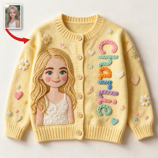 Personalized Little Girl Embroidered Kid Cardigan Sweater Gift for Daughter Granddaughter Niece