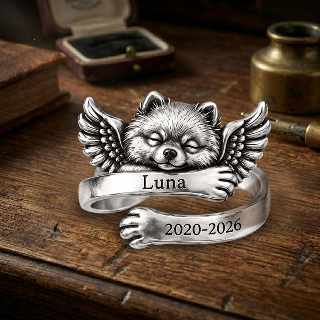 Personalized Dachshund Puppy Memorial Adjustable Ring Pet Keepsake