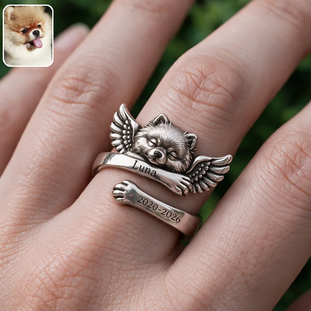 Personalized French Bulldog Memorial Adjustable Ring Pet Loss Keepsake